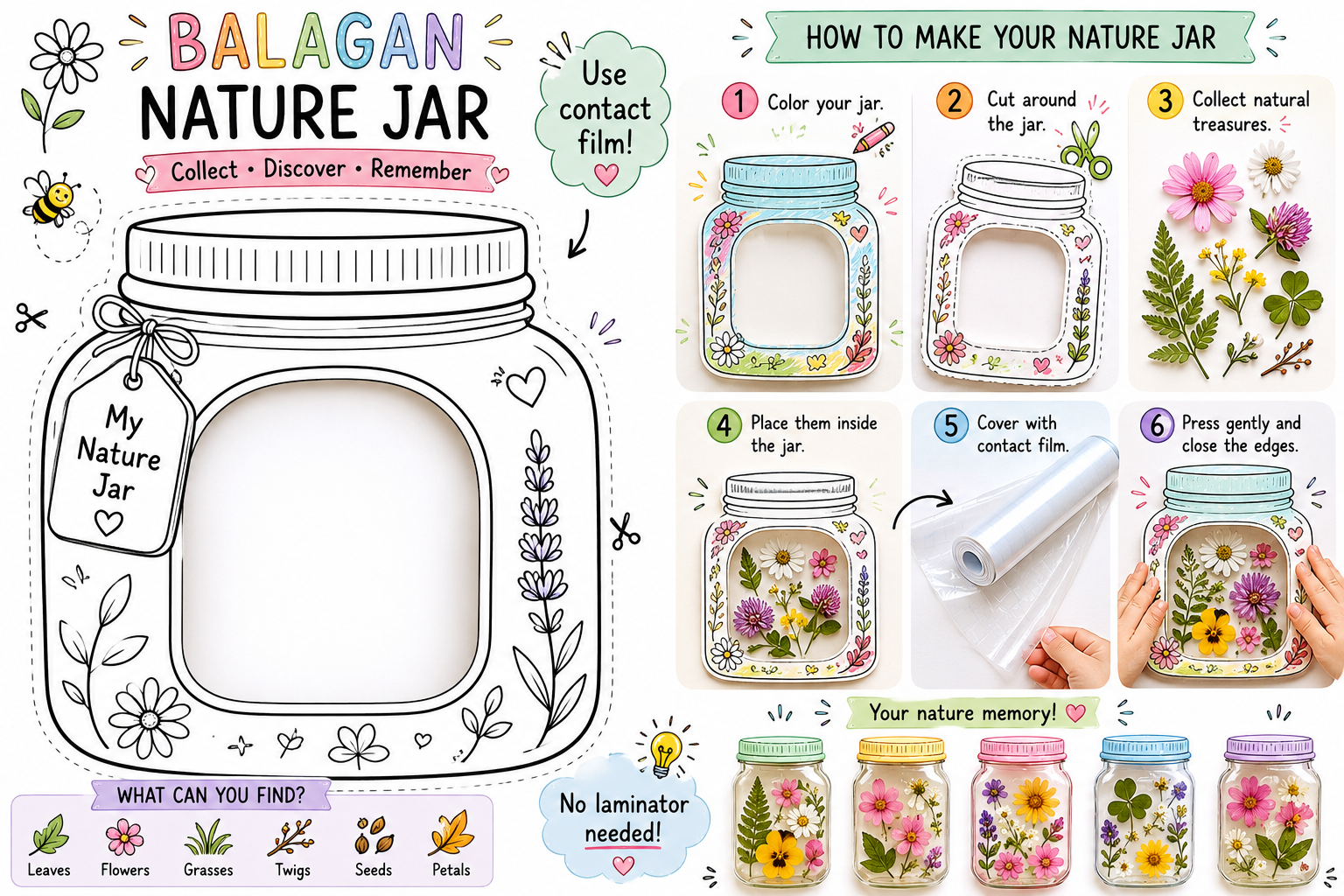 Balagan Nature Jar printable — a colour-and-cut jar craft with step-by-step instructions